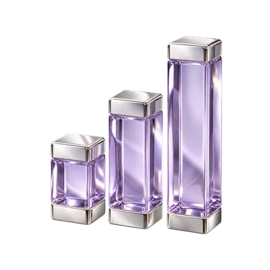 Three ascending lavender glass and platinum columns